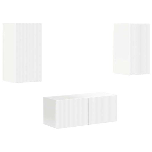 vidaXL Σετ επίπλου τηλεόρασης Επιτοίχιο 6 pcs Λευκό Επεξεργασμένο ξύλο