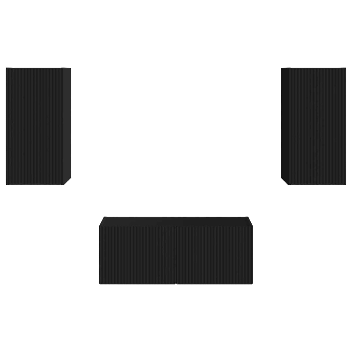 vidaXL Σετ επίπλου τηλεόρασης Επιτοίχιο 6 pcs Μαύρο Επεξεργασμένο ξύλο