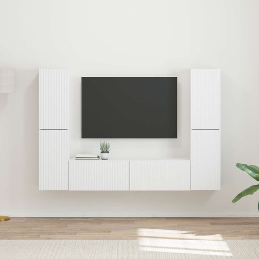vidaXL Σετ επίπλου τηλεόρασης 6 pcs Λευκό Επεξεργασμένο ξύλο