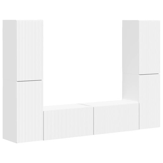 vidaXL Σετ επίπλου τηλεόρασης 6 pcs Λευκό Επεξεργασμένο ξύλο