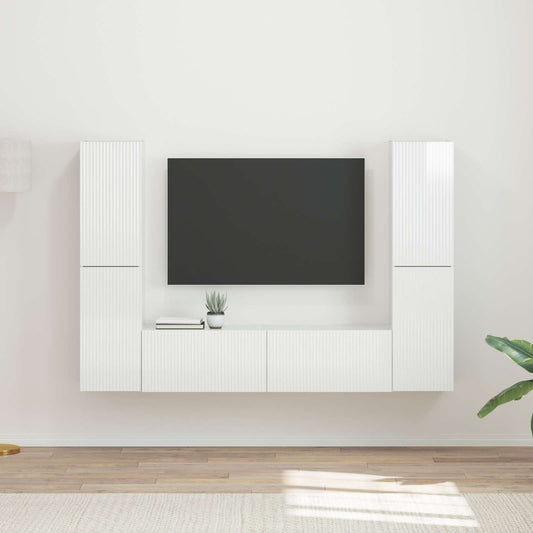vidaXL Σετ επίπλου τηλεόρασης 6 pcs Υψηλής γυαλάδας λευκό