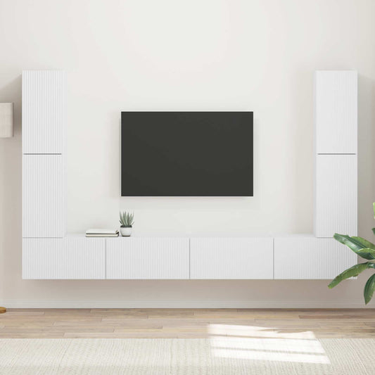 vidaXL Σετ επίπλου τηλεόρασης 8 pcs Λευκό Επεξεργασμένο ξύλο