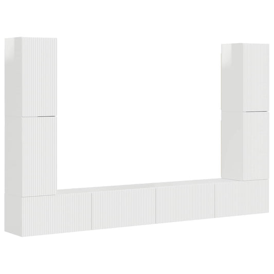 vidaXL Σετ επίπλου τηλεόρασης 8 pcs Υψηλής γυαλάδας λευκό