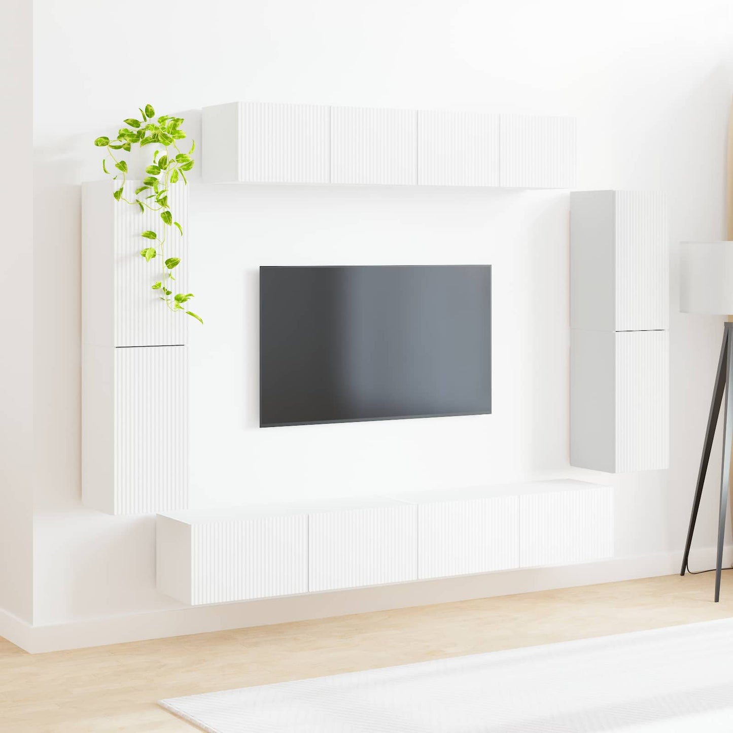 vidaXL Ντουλάπι TV 8 τμχ. Λευκό