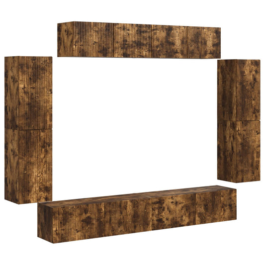 vidaXL Ντουλάπι TV 4 pcs Καπνιστό Δρύς