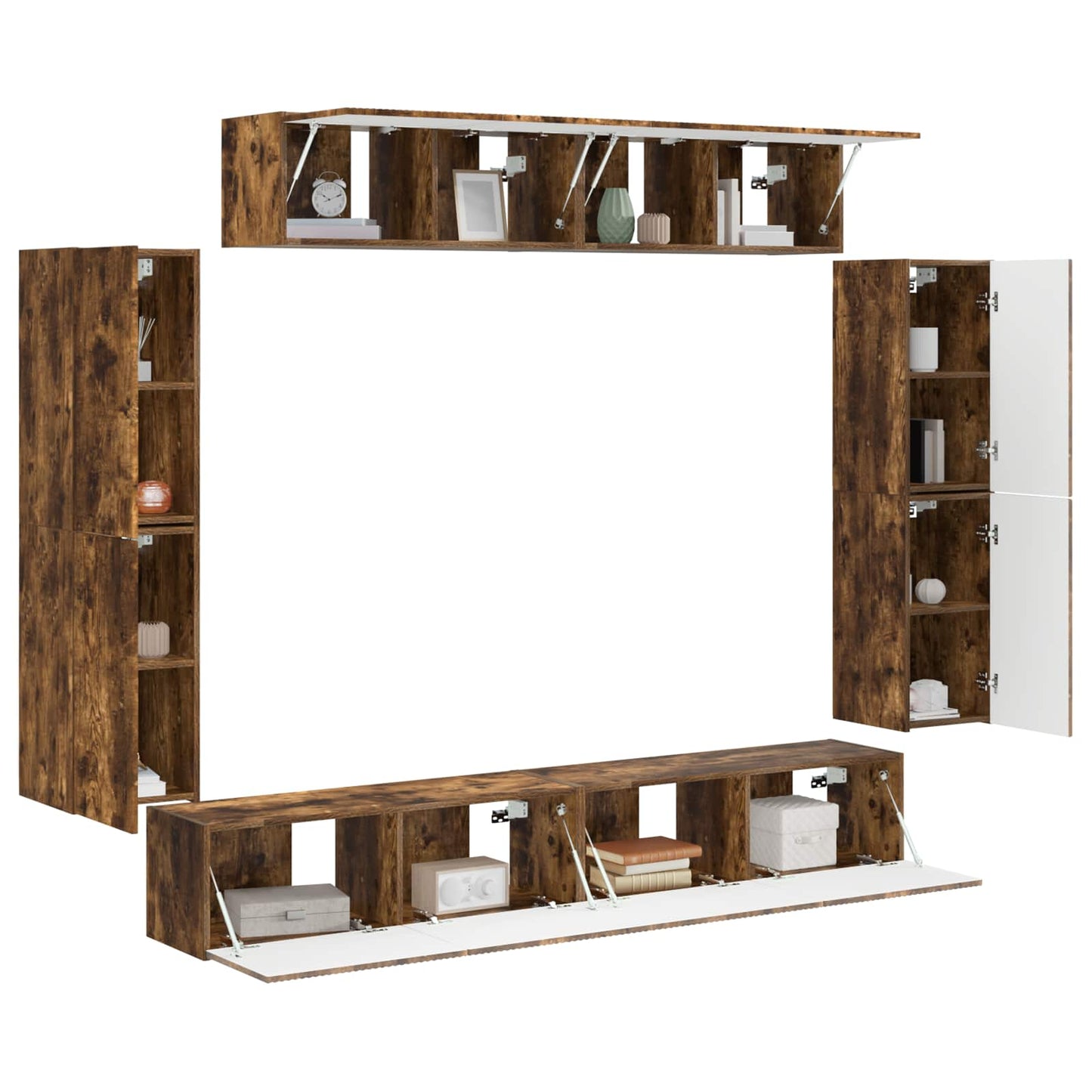 vidaXL Ντουλάπι TV 4 pcs Καπνιστό Δρύς