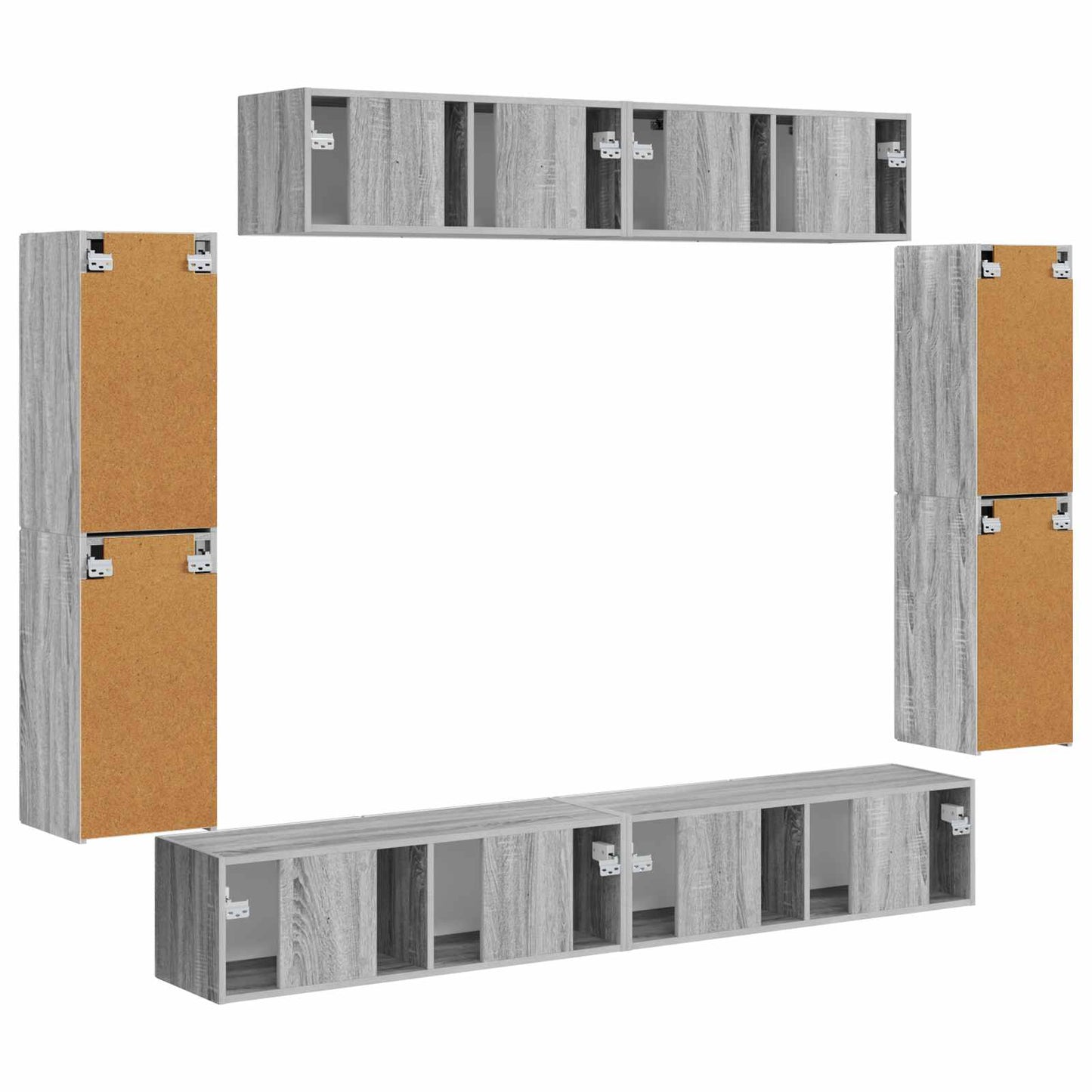 vidaXL Ντουλάπι TV 4 pcs Γκρίζο Σονομα