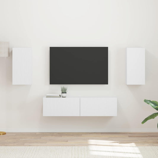 vidaXL Σετ επίπλου τηλεόρασης 4 pcs Λευκό Επεξεργασμένο ξύλο