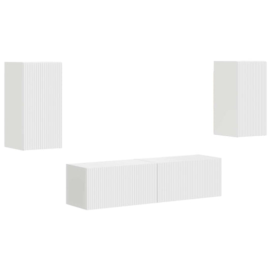 vidaXL Σετ επίπλου τηλεόρασης 4 pcs Λευκό Επεξεργασμένο ξύλο