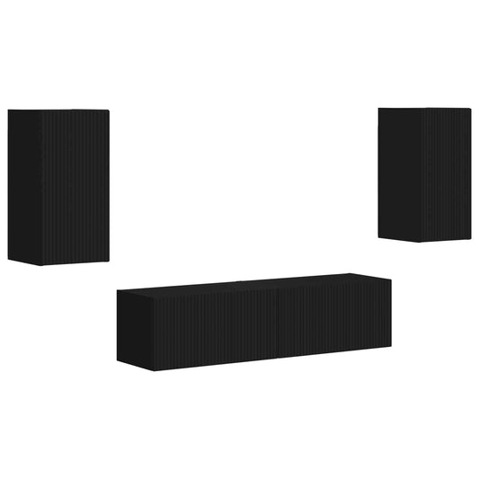 vidaXL Σετ επίπλου τηλεόρασης 4 pcs Μαύρο Επεξεργασμένο ξύλο
