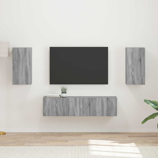 vidaXL Σετ επίπλου τηλεόρασης 4 pcs Γκρίζο Σονομα Επεξεργασμένο ξύλο