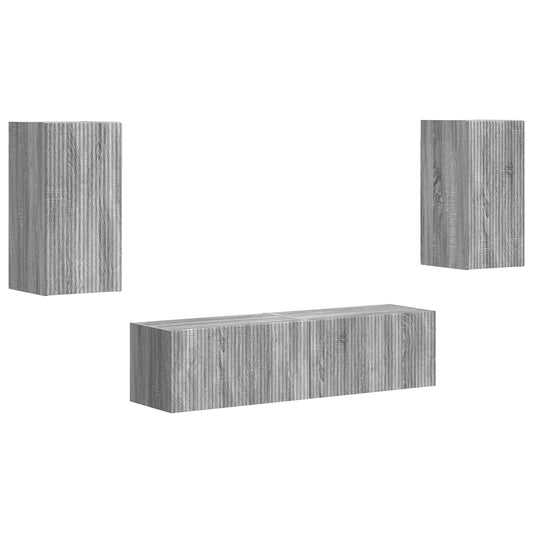 vidaXL Σετ επίπλου τηλεόρασης 4 pcs Γκρίζο Σονομα Επεξεργασμένο ξύλο