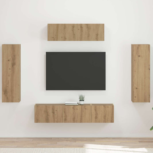 vidaXL Ντουλάπι TV 3 pcs Artisan Oak