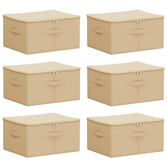 vidaXL Κουτί αποθήκευσης 6 pcs Κρεμ 43 x 34 x 23 εκ. Ύφασμα