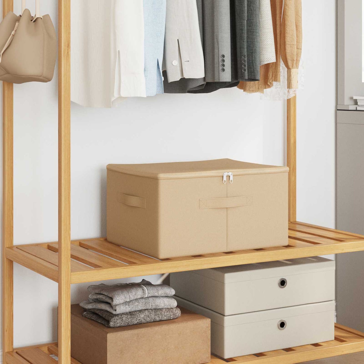 vidaXL Κουτί αποθήκευσης 24 pcs Κρεμ 43 x 34 x 23 εκ. Ύφασμα
