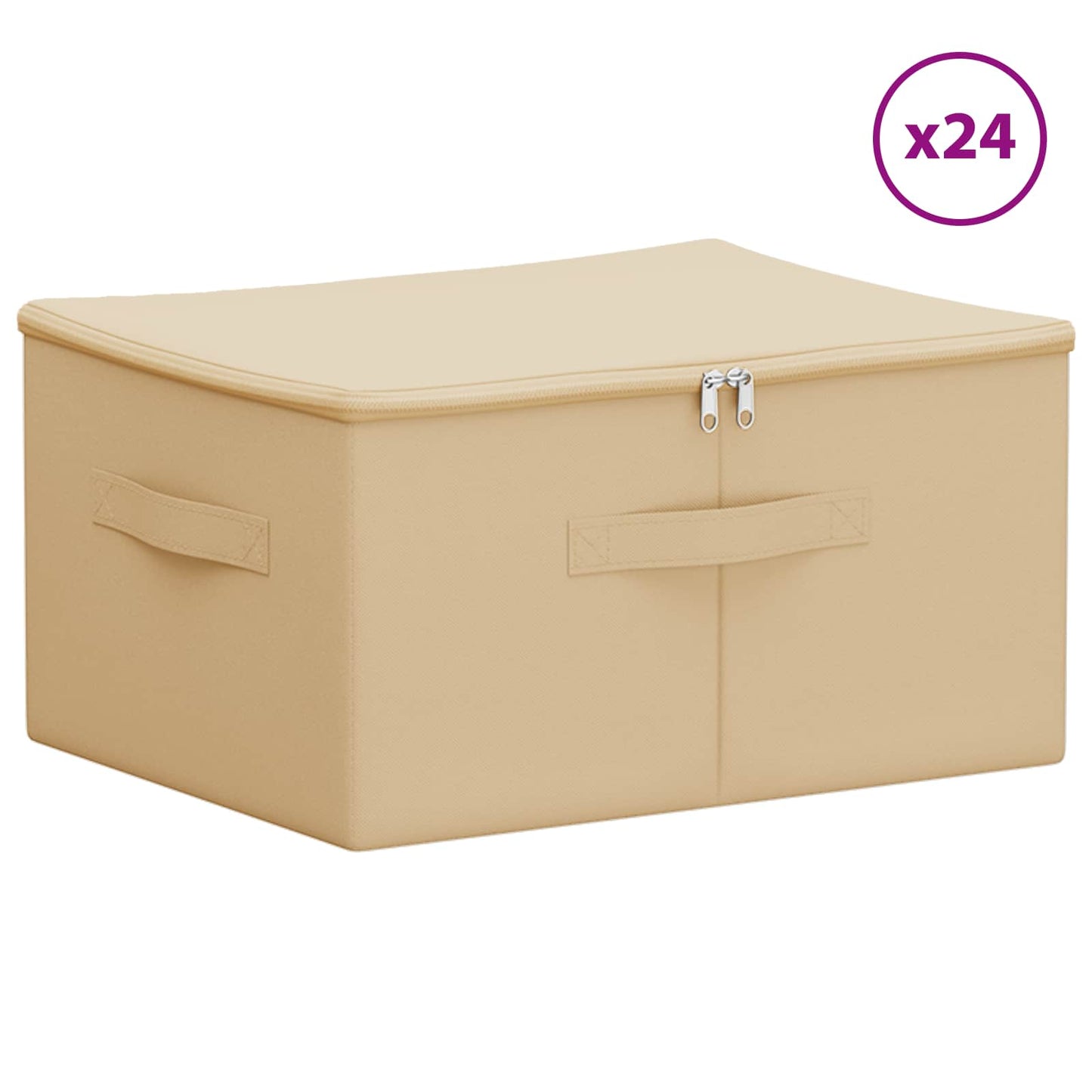 vidaXL Κουτί αποθήκευσης 24 pcs Κρεμ 43 x 34 x 23 εκ. Ύφασμα