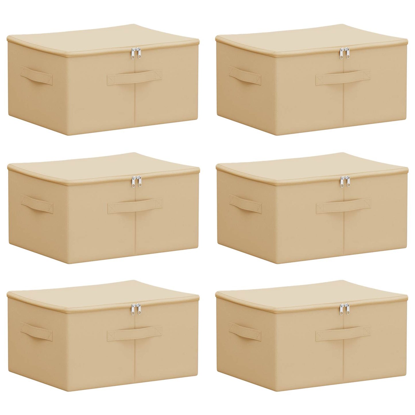 vidaXL Κουτί αποθήκευσης 6 pcs Κρεμ 50 x 30 x 25 cm Ύφασμα