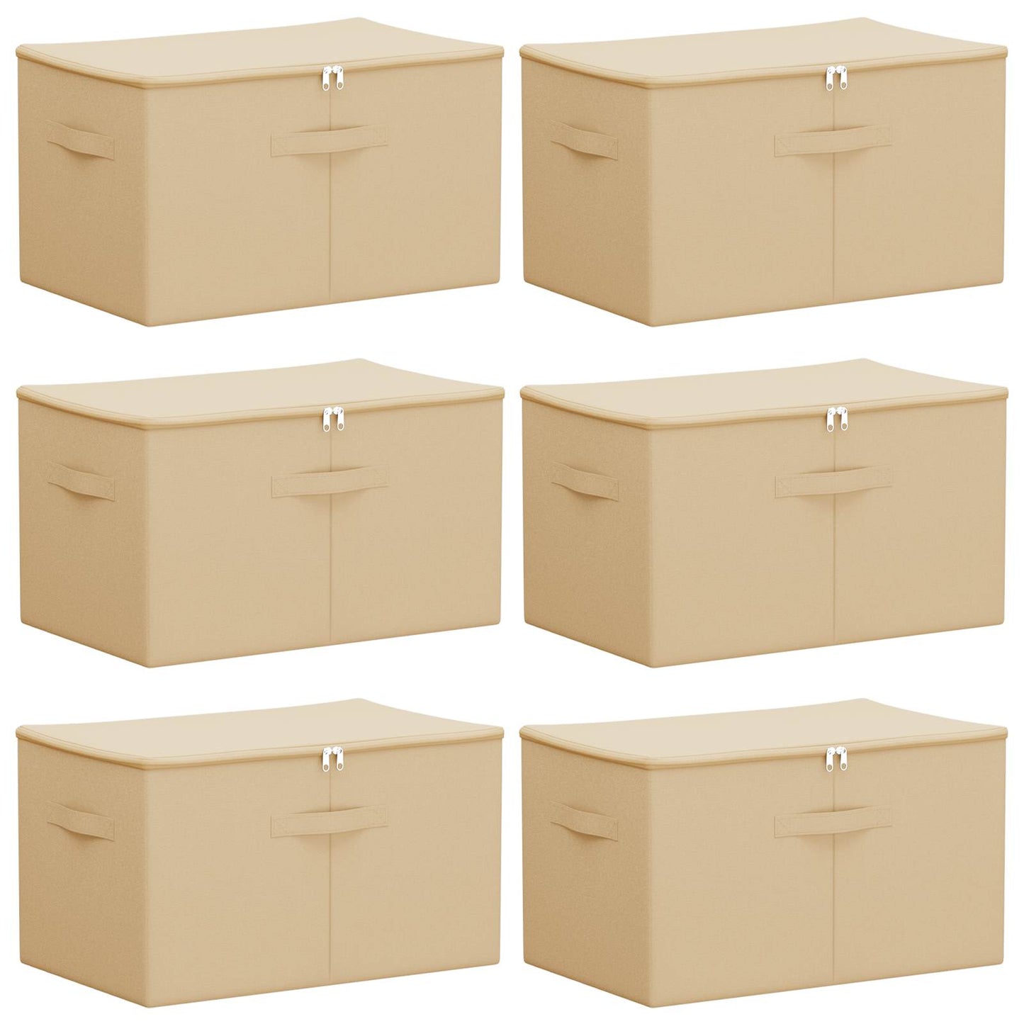 vidaXL Κουτί αποθήκευσης 6 pcs Κρεμ 55 x 35 x 32 εκ. Ύφασμα