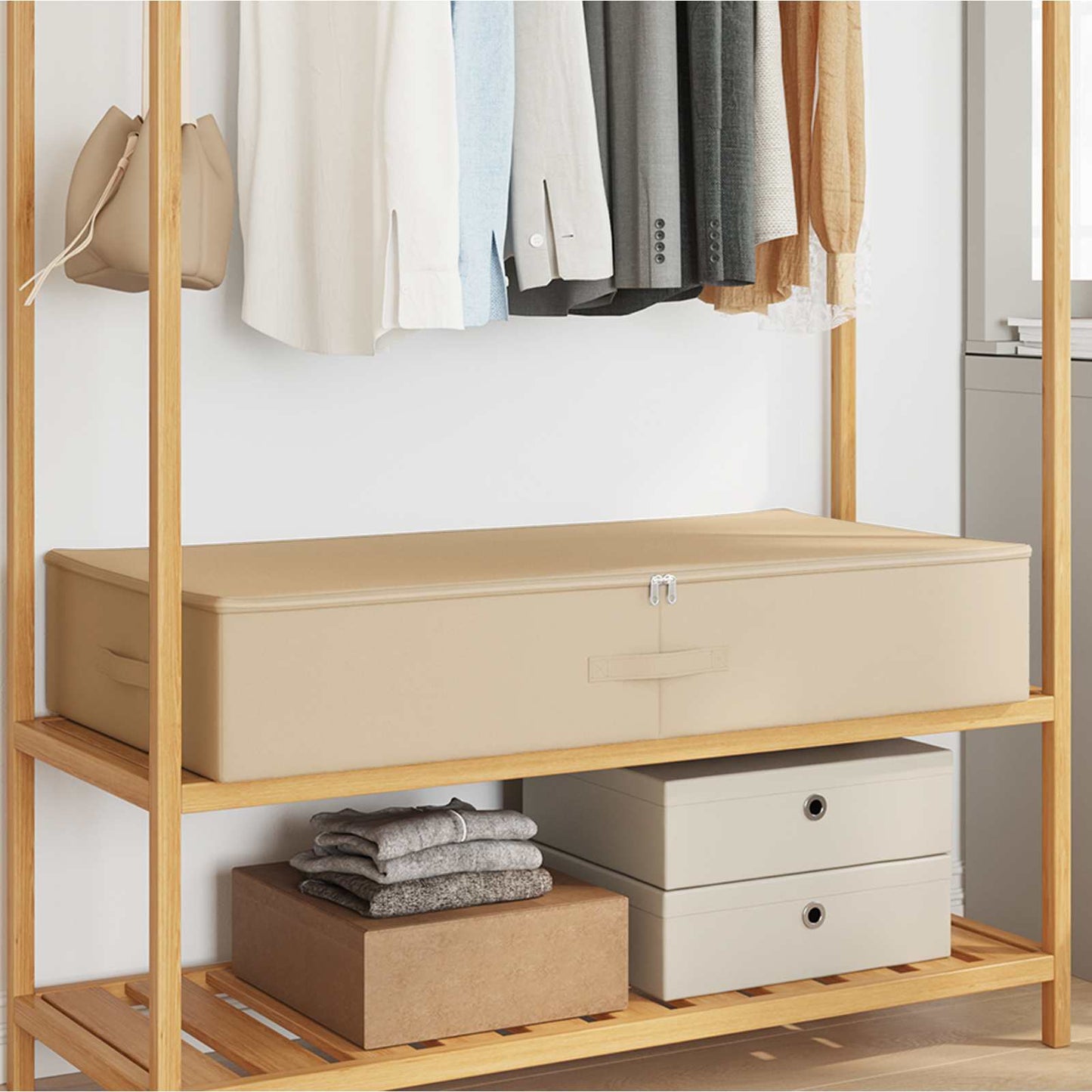 vidaXL Κουτί αποθήκευσης 2 pcs Κρεμ 100 x 50 x 18 εκ. Ύφασμα