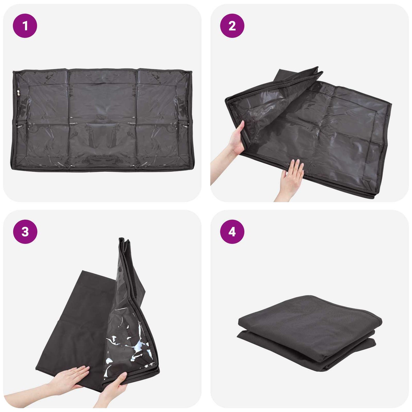 vidaXL Κουτί Αποθήκευσης με Διαφανές Παράθυρο 6 pcs Ανθρακί Ύφασμα