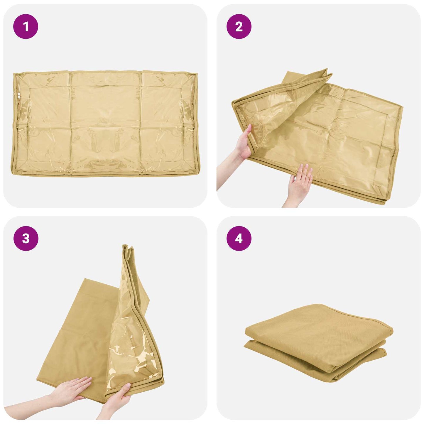 vidaXL Κουτί Αποθήκευσης με Διαφανές Παράθυρο 6 pcs Κρεμ Ύφασμα