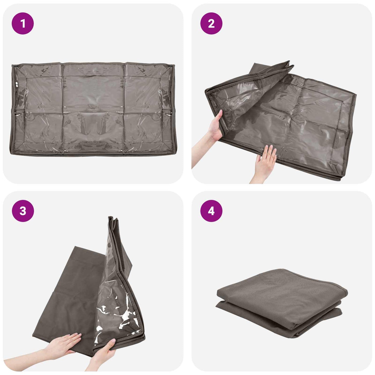 vidaXL Κουτί Αποθήκευσης με Διαφανές Παράθυρο 6 pcs Γκρι Ύφασμα