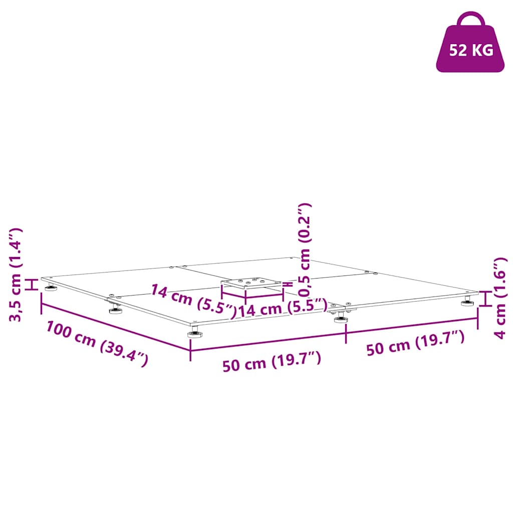 vidaXL Βάση ομπρέλας Σκούρο γκρι 100 x 100 x 4 εκ. Ατσάλι