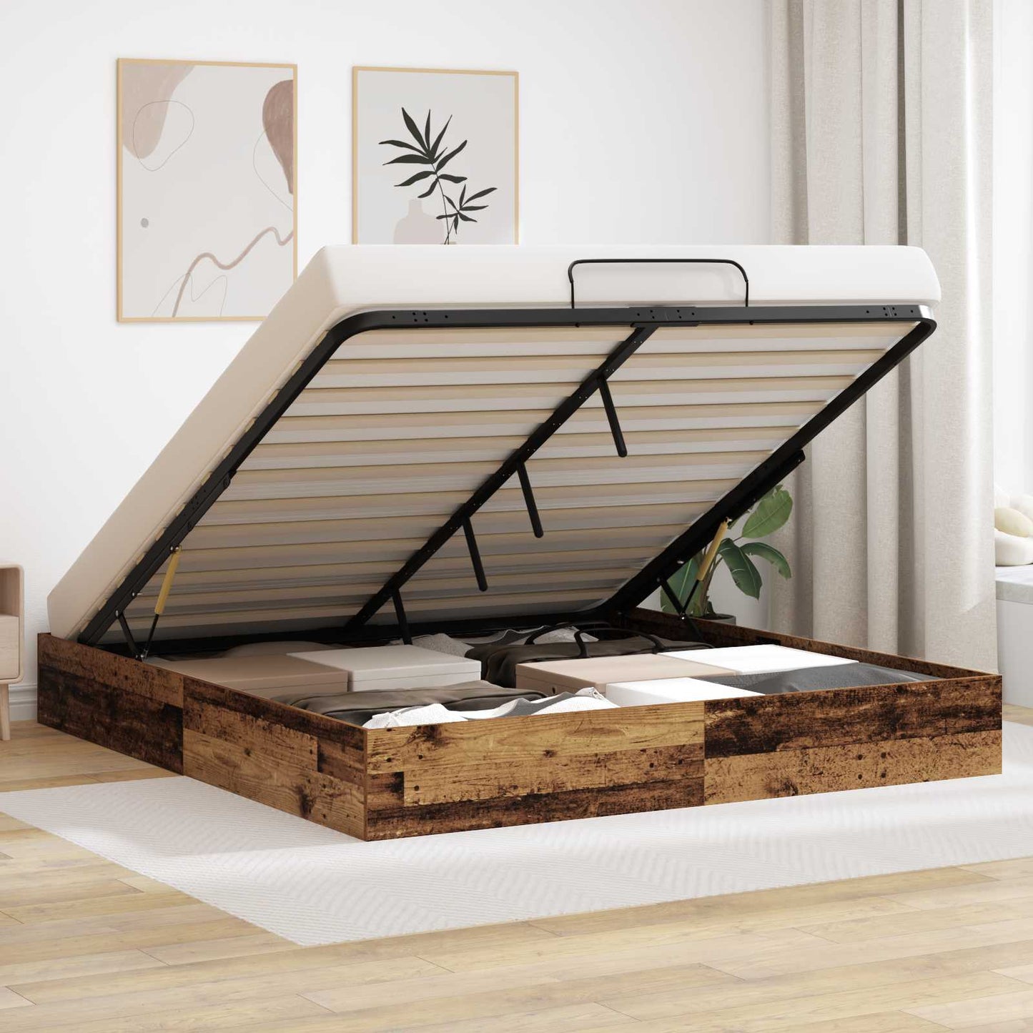 vidaXL Κρεβάτι Οθωμανικού Τύπου Παλιό ξύλο 203 x 180 x 25 εκ