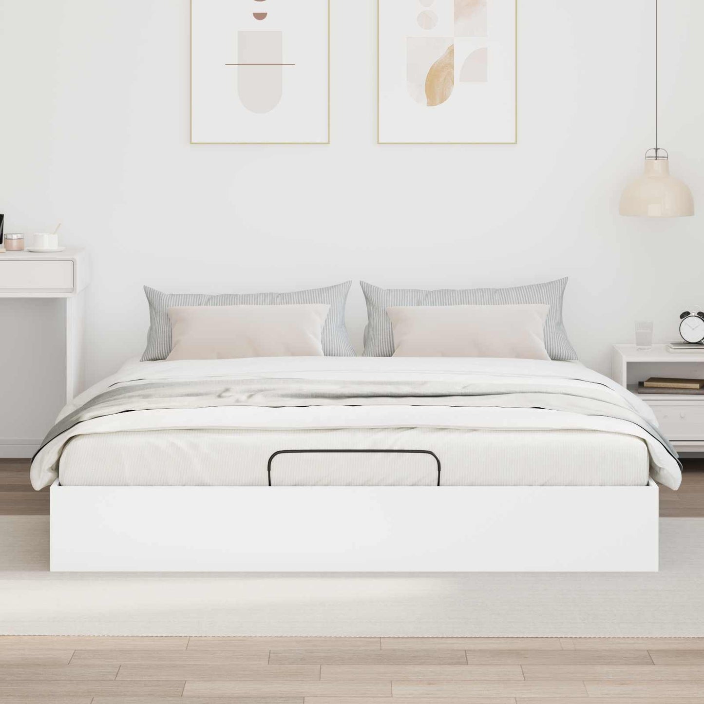 vidaXL Κρεβάτι Οθωμανικού Τύπου Λευκό 193 x 120 x 25 εκ Μοριοσανίδα