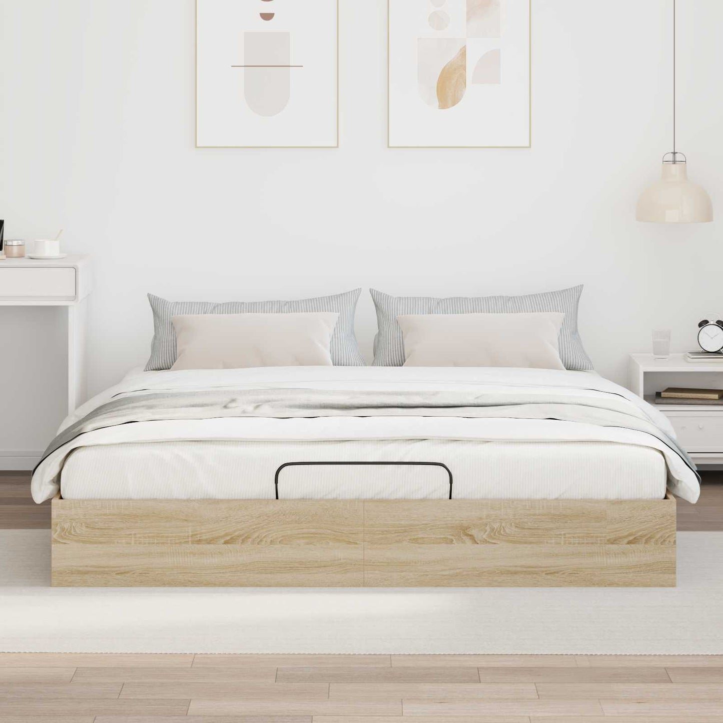 vidaXL Κρεβάτι Οθωμανικού Τύπου Δρύς Sonoma 193 x 120 x 25 εκ