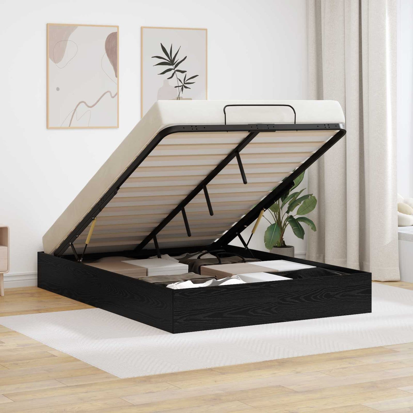 vidaXL Κρεβάτι Οθωμανικού Τύπου Μαύρη Οξυά 193 x 120 x 25 εκ