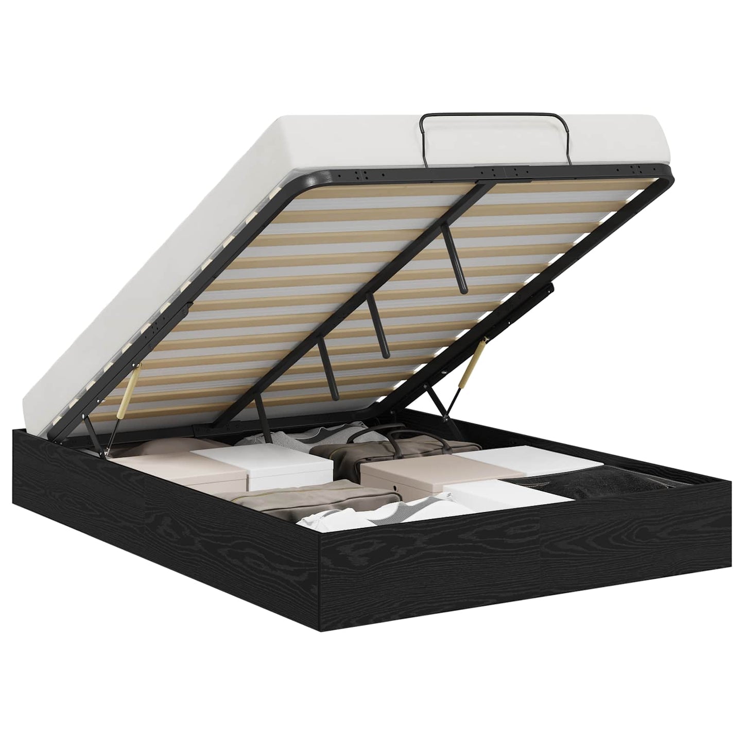 vidaXL Κρεβάτι Οθωμανικού Τύπου Μαύρη Οξυά 193 x 120 x 25 εκ