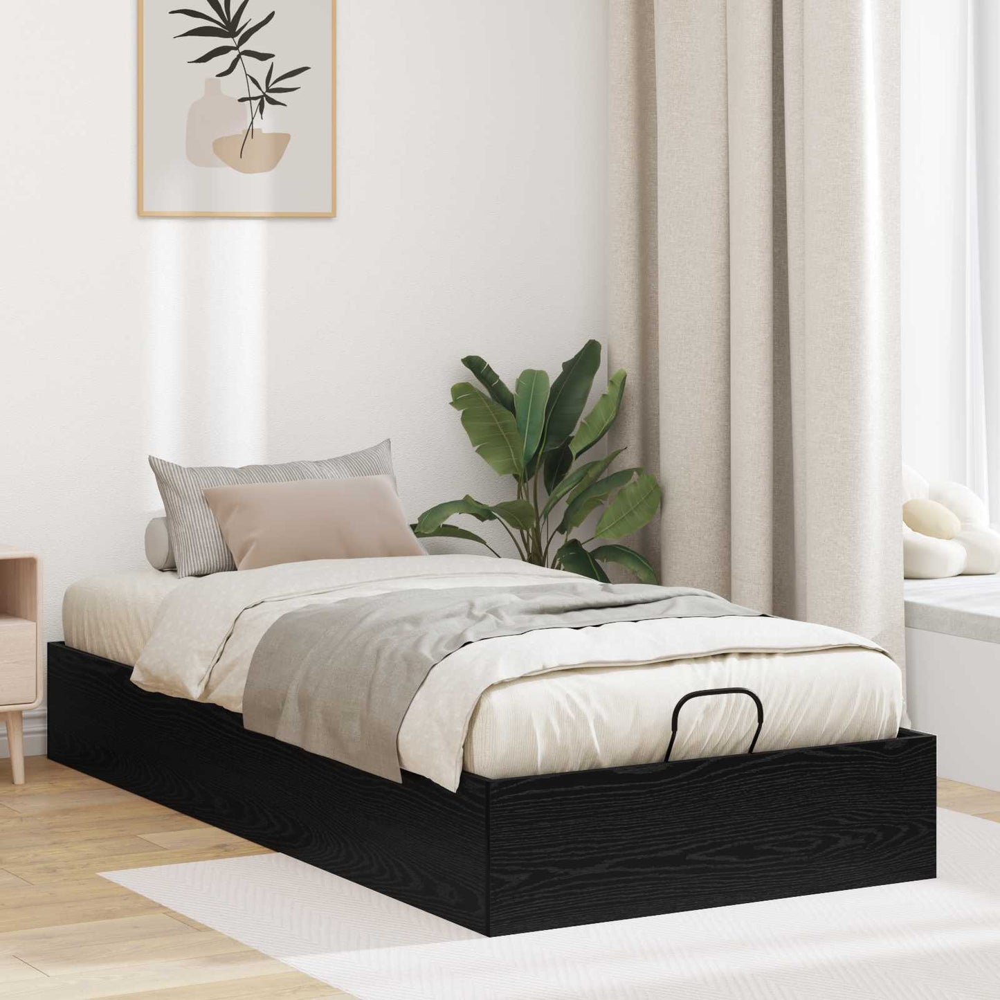 vidaXL Κρεβάτι Οθωμανικού Τύπου Μαύρη Οξυά 193 x 120 x 25 εκ