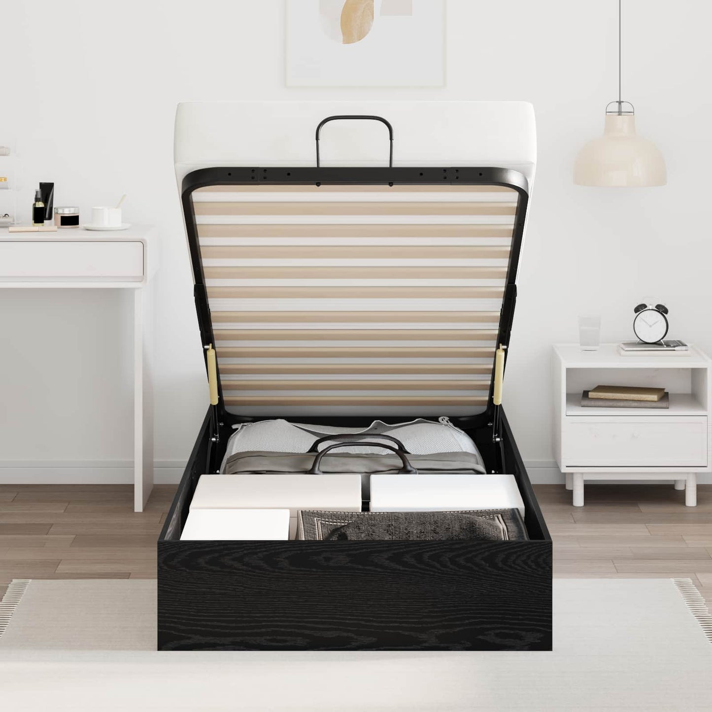 vidaXL Κρεβάτι Οθωμανικού Τύπου Μαύρη Οξυά 193 x 120 x 25 εκ