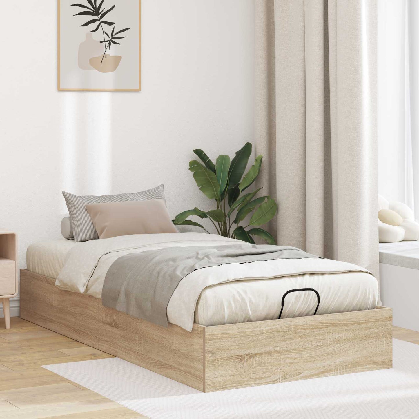 vidaXL Κρεβάτι Οθωμανικού Τύπου Δρύς Sonoma 193 x 120 x 25 εκ