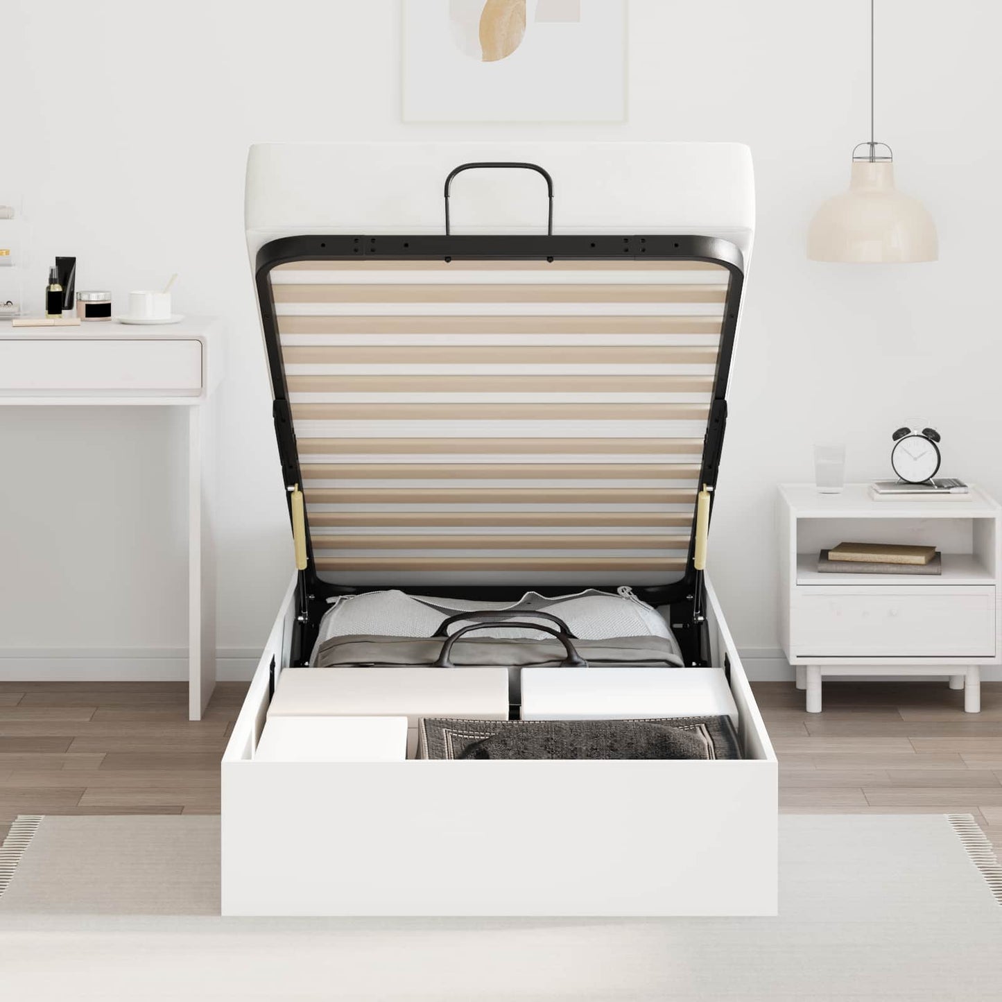 vidaXL Κρεβάτι Οθωμανικού Τύπου Λευκό 193 x 120 x 25 εκ Μοριοσανίδα