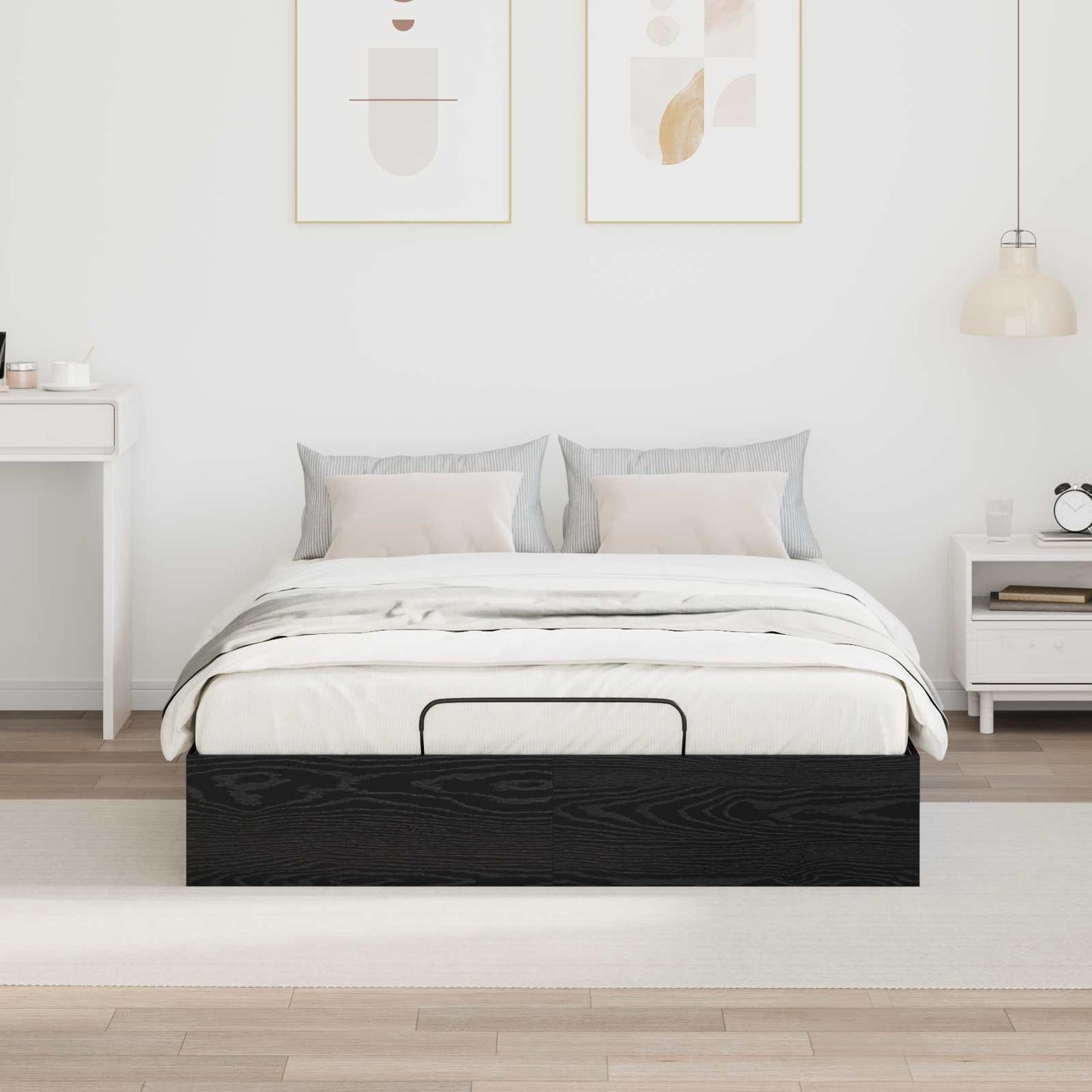 vidaXL Κρεβάτι Οθωμανικού Τύπου Μαύρη Δρυς 193 x 140 x 25 εκ