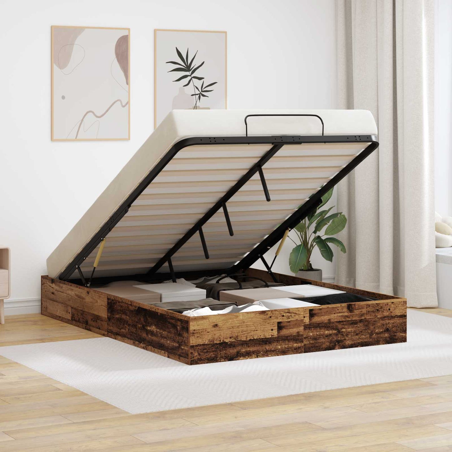 vidaXL Κρεβάτι Οθωμανικού Τύπου Παλιό ξύλο 193 x 140 x 25 εκ