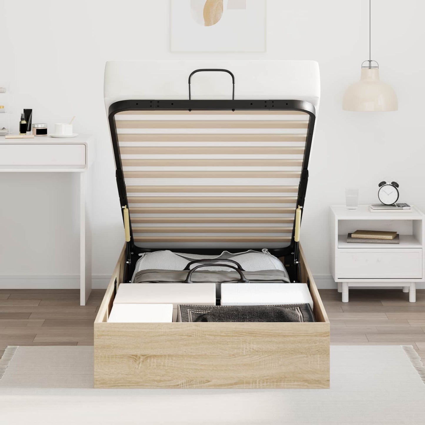 vidaXL Κρεβάτι Οθωμανικού Τύπου Δρύς Sonoma 193 x 75,5 x 25 εκ