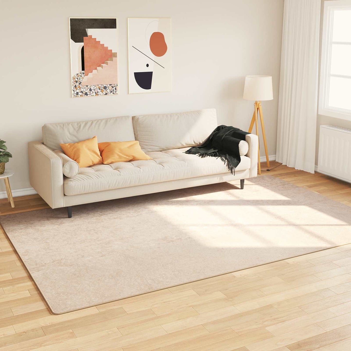 vidaXL Χαλί Τύπωμα Κρεμ 230 x 150 εκ. Πολυέστερ και PVC