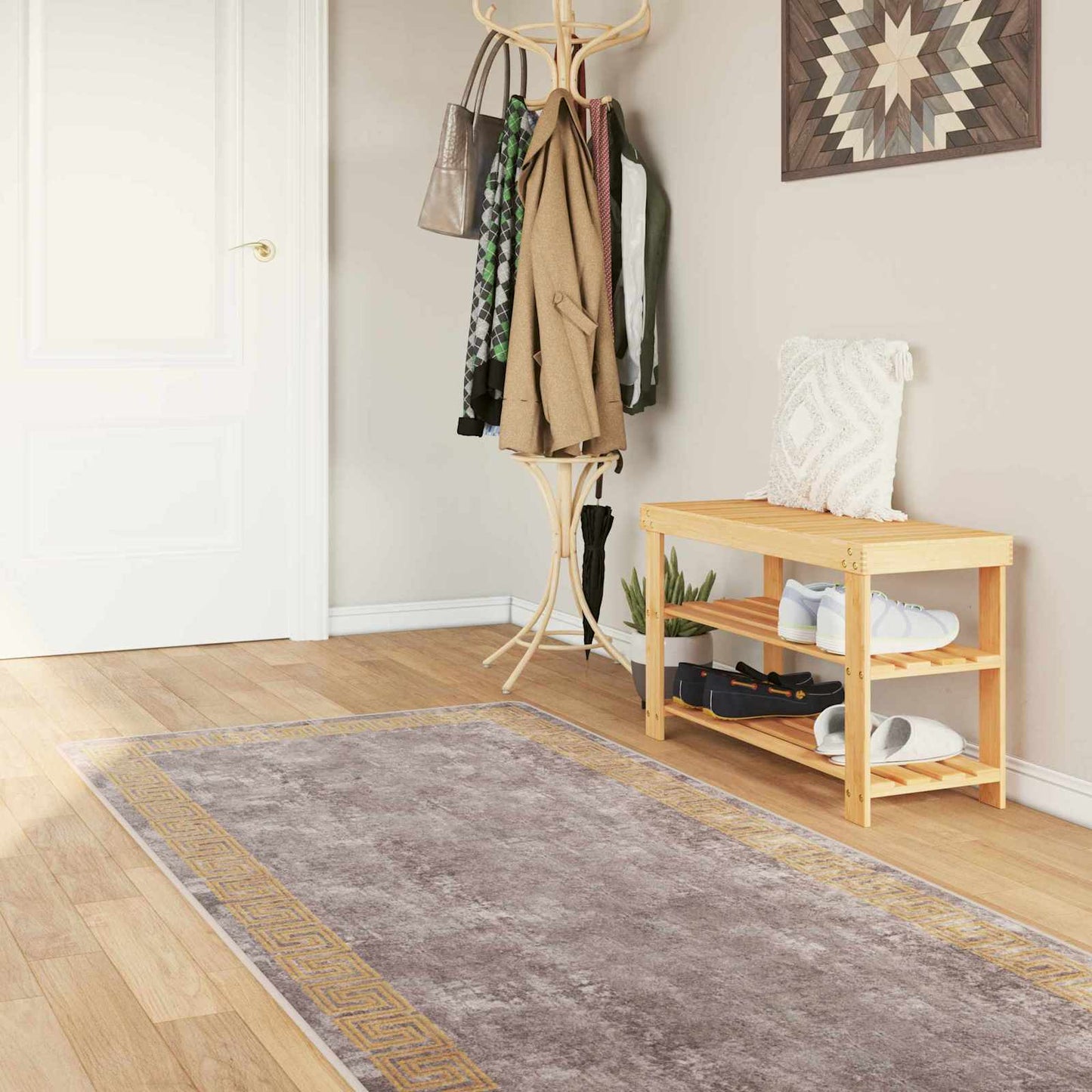 vidaXL Χαλί Runner MARSA Γκρι 100 x 350 εκ. Πολυέστερ και PVC