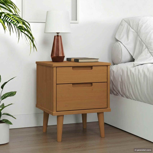 vidaXL Κομοδίνο MOLDE Καραμέλα 40 x 35 x 48 εκ Μασίφ Ξύλο Πεύκου