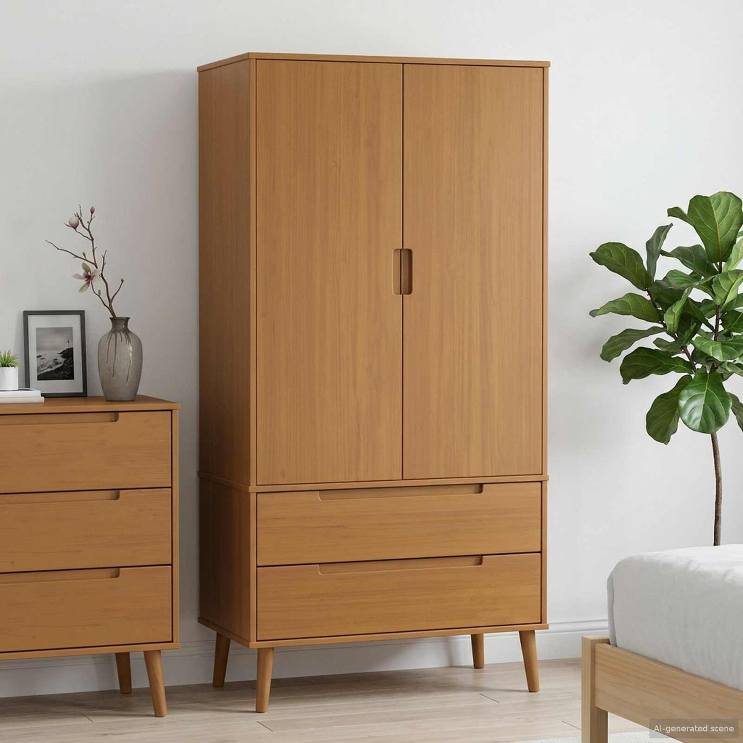 vidaXL Ντουλάπι MOLDE Καραμέλα 90 x 55 x 175 εκ Μασίφ Ξύλο Πεύκου