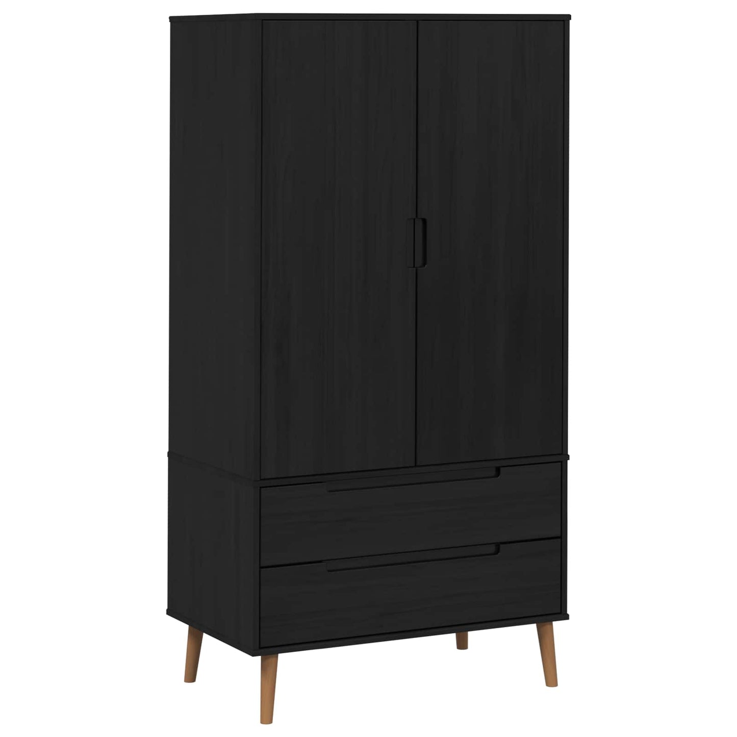 vidaXL Ντουλάπι MOLDE Μαύρο 90 x 55 x 175 εκ Μασίφ Ξύλο Πεύκου