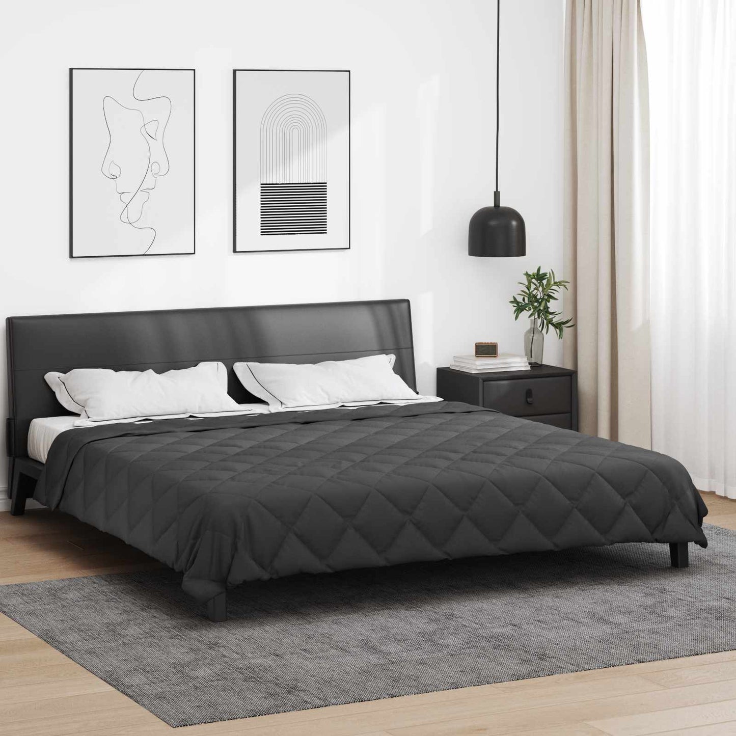 vidaXL Καλοκαιρινό Παπλωματοθήκη Ανθρακί 240 x 200 cm Μικροΐνες