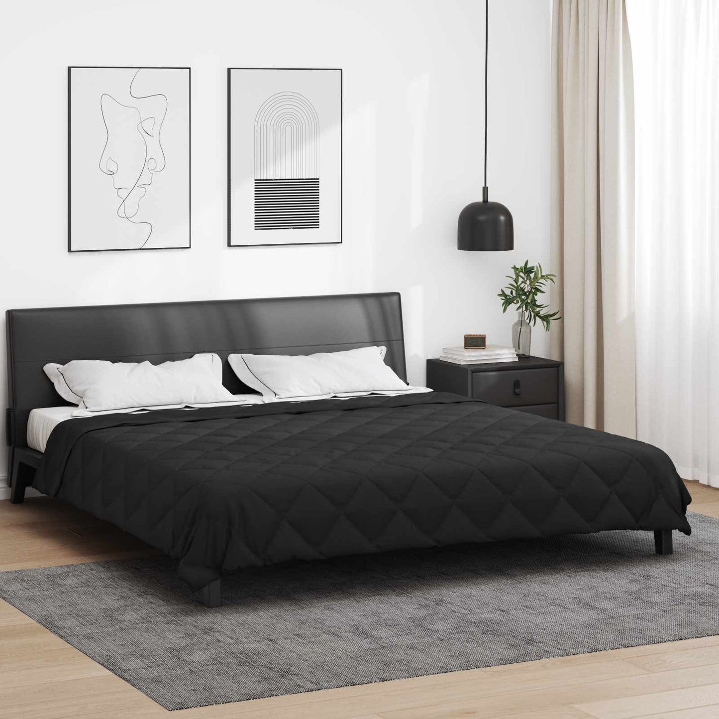 vidaXL Κουβέρτα ολόκληρου του χρόνου Μαύρο 200 x 200 cm Μικροΐνες