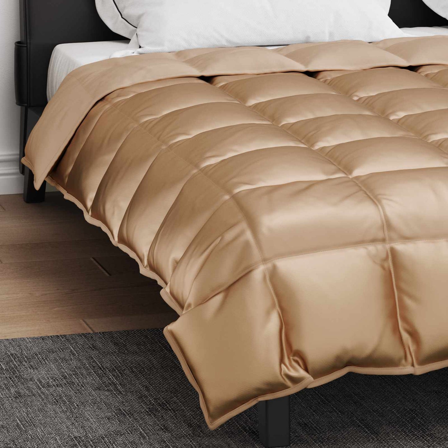 vidaXL Χειμερινό Παπλωματοθήκη Χρυσό 220 x 260 cm Σατέν και Μικροΐνες