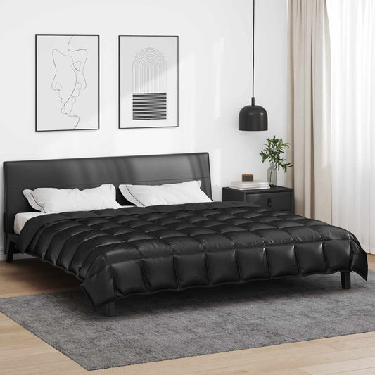 vidaXL Χειμερινό Παπλωματοθήκη Μαύρο 200 x 200 cm Σατέν και Μικροΐνες