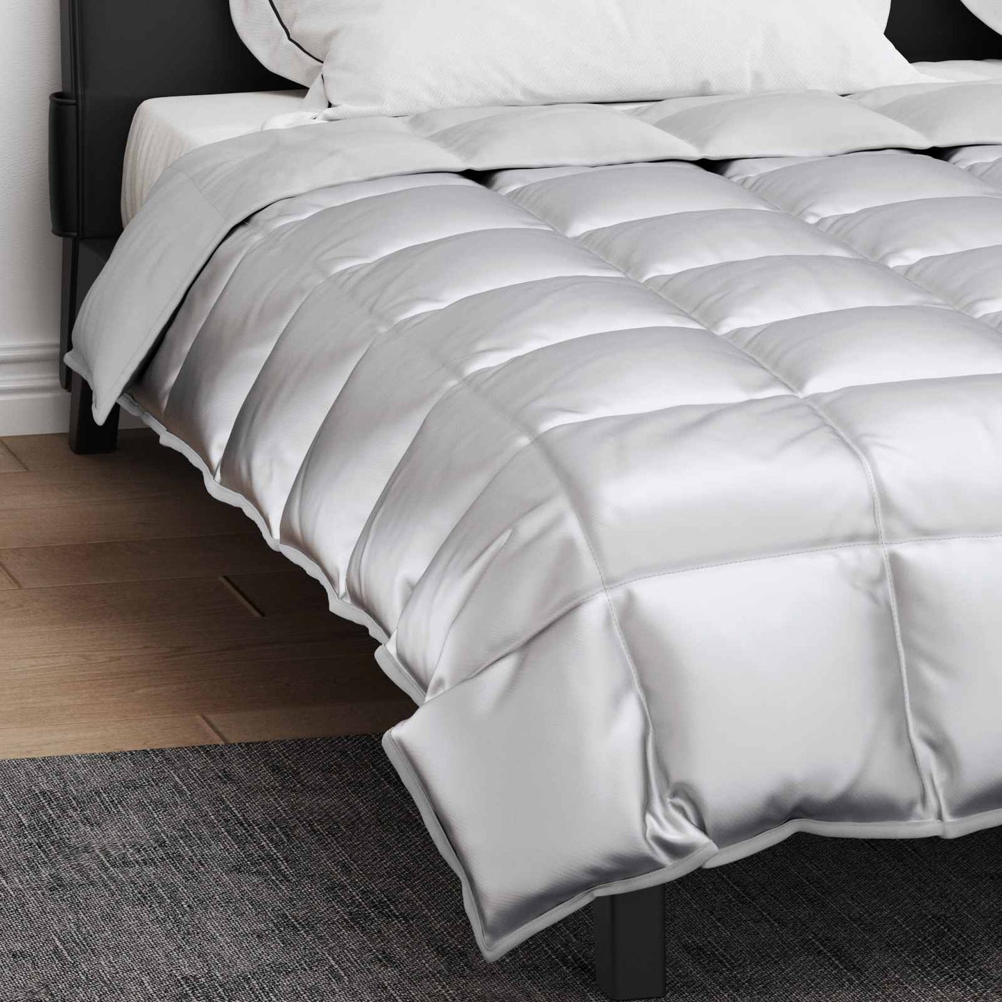 vidaXL Χειμερινό Παπλωματοθήκη Ασημί 200 x 240 cm Σατέν και Μικροΐνες