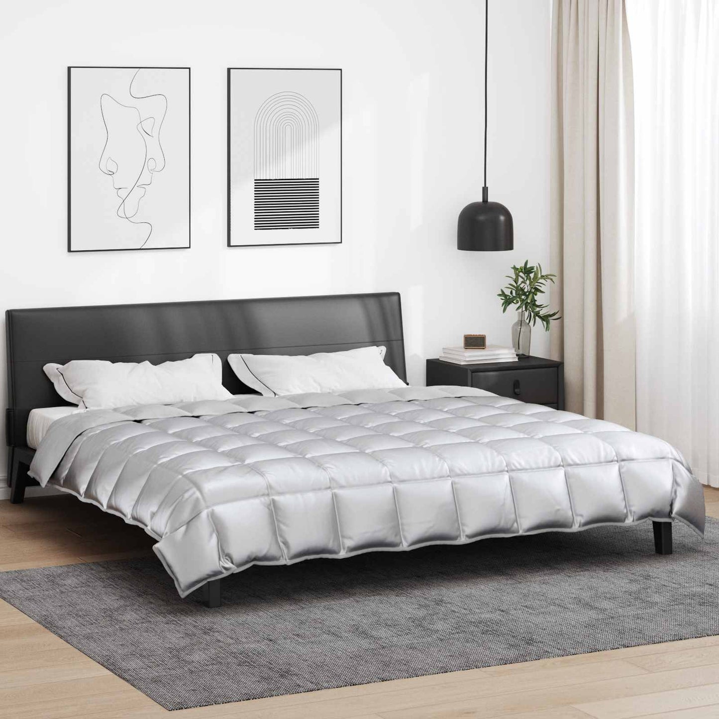 vidaXL Χειμερινό Παπλωματοθήκη Ασημί 200 x 240 cm Σατέν και Μικροΐνες